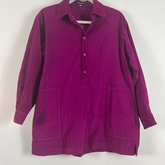 Eskandar Purple Cotton Long Sleeve Button Shirt Tunic Top Eskandar s/z0 - Picture 2 of 9
